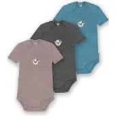 Normani 3er Set Baby Merino Body Kurzarm „Tauranga" - 9299