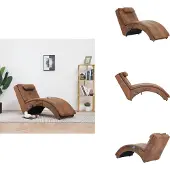 vidaXL Massage Chaise Longue mit Kissen Faux Suede Braun Stuhl Sonnenliege Sonnenliege