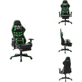 vidaXL Gaming-Stuhl mit Fußstütze Schwarz und Grün Kunstleder - Gaming-Sessel