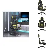vidaXL Gaming-Stuhl mit Fußstütze Schwarz und Hellgrün Stoff - Gaming-Sessel