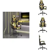 vidaXL Gaming-Stuhl Drehbar Schwarz und Golden Kunstleder - Gaming-Sessel