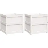 vidaXL Pflanzkübel 2 Stk. Weiss Massivholz Kiefer,Farbe