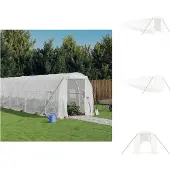 vidaXL Gewächshaus mit Stahlrahmen Weiß 32 m² 16x2x2 m