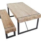 Mendler Esszimmergarnitur MCW-A15, Esstisch + 1x Sitzbank, Tanne Holz rustikal massiv MVG- naturfarben 180cm