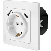 Logilink PA0253, CEE 7/3 + USB, CEE 7/3, 3P, Wand, Weiblich, Weiblich