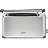 Caso Classico T4 1926 Langschlitz-Toaster, Edelstahlgehäuse, Stoppfunktion, Auftaufunktion, Brötchenrost
