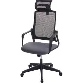 Mendler Bürostuhl MCW-J52, Drehstuhl Schreibtischstuhl, ergonomisch Kopfstütze, Kunstleder grau