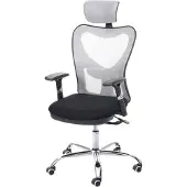 Mendler Bürostuhl MCW-F13, Schreibtischstuhl Drehstuhl, Sliding-Funktion 150kg belastbar Stoff/Textil schwarz/grau