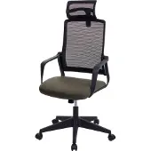 Mendler Bürostuhl MCW-J52, Drehstuhl Schreibtischstuhl, ergonomisch Kopfstütze, Kunstleder olivgrün