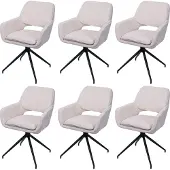 Mendler 6er-Set Esszimmerstuhl MCW-N74, Küchenstuhl, drehbar Auto-Return, Stoff Chenille (490g/m²) creme