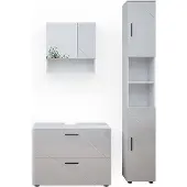 Vicco Badmöbel-Set Irma Weiß Hochglanz 3 Teile, mit Schubladenschrank und Hochschrank, Model 38068