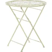 Beliani Gartentisch Hellgrün Metall Rund Klappbar 70 cm Balkon Terrasse Garten Romantisch