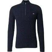 Gant für Herren. 8050603 Marineblauer Pullover mit halbem Reißverschluss (L), Lässig, Baumwolle