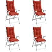 vidaXL Hochlehner-Auflagen 4 Stk. Melange Rot 120x50x7 cm Stoff