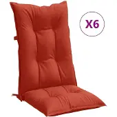 vidaXL Hochlehner-Auflagen 6 Stk. Melange Rot 120x50x7 cm Stoff
