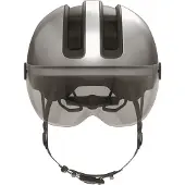 ABUS Stadthelm HUD-Y ACE - stylischer Fahrradhelm mit Visier und magnetischem, aufladbarem LED-Rücklicht - für Damen und Herren - Silber, Größe M (54-58 cm)