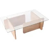 Skye Decor , Flavio - Honey Oak, Couchtisch, Eiche, 100 % gehärtetes Glas, 105 x 65 x 30 cm
