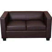 Mendler 2er Sofa Lille, Kunstleder braun