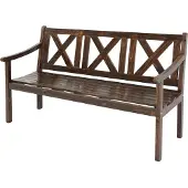 Mendler Gartenbank Mazara, Sitzbank Parkbank Holzbank, 3-Sitzer Gastro-Qualität Massiv-Holz 160cm dunkelbraun