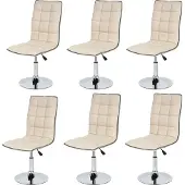 Mendler 6er-Set Esszimmerstuhl MCW-C41, Stuhl Küchenstuhl, höhenverstellbar drehbar, Kunstleder MVG- creme