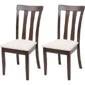 MCW 2er-Set Esszimmerstuhl MCW-G46, Küchenstuhl Stuhl, Stoff/Textil Massiv-Holz dunkles Gestell, beige
