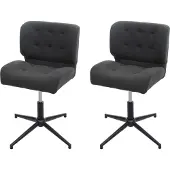 Mendler 2er-Set Esszimmerstuhl MCW-H42, Drehstuhl Küchenstuhl, höhenverstellbar drehbar Stoff/Textil dunkelgrau, Fuß schwarz