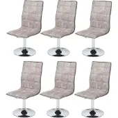 MCW 6er-Set Esszimmerstuhl MCW-C41, Stuhl Küchenstuhl, höhenverstellbar drehbar, Stoff/Textil MVG vintage kieselgrau