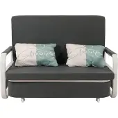 Mendler Schlafsofa MCW-M83, Schlafcouch Couch Sofa, Schlaffunktion Bettkasten Liegefläche, 130x185cm Stoff/Textil dunkelgrau