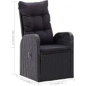 vidaXL Garten-Liegestühle 2 Stk. mit Auflagen Poly Rattan Schwarz