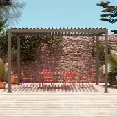 Sweeek - Bioklimatische Pergola mit Lamellendach Triomphe 3x4m - Dunkles Holz