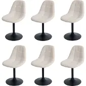 Mendler 6er-Set Esszimmerstuhl MCW-A60, Küchenstuhl Stuhl Drehstuhl, Stahl MVG Stoff/Textil Bouclé (450g/m²) beige