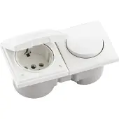 Berker Integro Flow Schalter/Deckel polarweiss glänzend + Steckdose polarweiss