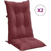 vidaXL Hochlehner-Auflagen 2 Stk. Melange Weinrot 120x50x7 cm Stoff