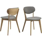 Ebuy24 Esszimmerstuhl Minsk grau gepolstert Holz beine modern klassisch Polsterstuhl