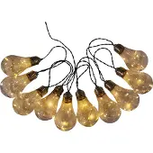 Näve 10er Solarlichterkette "GLÜHBIRNE" L: 300cm - 300 cm lang, im Retro Style, aus Kunststoff, klar-transparent, 50 LED – für den Außenbereich – Schiebeschalter