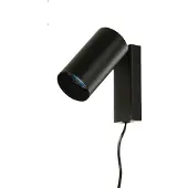 Licht-Erlebnisse Kleine Spot Lampe mit Schalter Kabel Schwarz GU10 elegant vielseitig MONO Wandleuchte Leselampe Bett