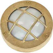 Licht-Erlebnisse Außenleuchte Wand IP64 G9 Ø 14 cm Glas Messing massiv Maritim Haus Terrasse Außenwandlampe