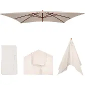 Mendler Ersatz-Bezug für Holz-Sonnenschirm Lissabon 2x3m, Sonnenschirmbezug Gartenschirmbezug creme