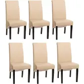 MCW 6er-Set Esszimmerstuhl Cesena Leder, creme, dunkle Füße