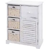 MCW Kommode MCW-H21, Schrank Schubladenkommode, Massiv-Holz Korb-Schublade 80x60x30cm shabby weiß