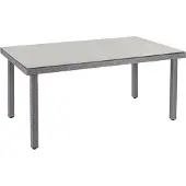 Mendler Poly-Rattan Gartentisch Chieti, Esstisch Tisch mit Glasplatte, 160x90x74cm grau