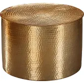 FineBuy Design Couchtisch rund 60 cm aus Metall gold - Handgefertigter Aluminium Wohnzimmertisch mit Hammerschlag Orientalischer runder Alu Sofatisch