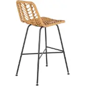 Konsimo Hocker "IDUS", natur/schwarz, Rattan, Skandinavisch, 43x113x46 cm