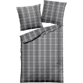 TRAUMSCHLAF Melange Flanell Bettwäsche Glasgow 200x200 cm + 2x 80x80 cm grau