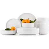 Konsimo Essservice Tafelservice VICTO Geschirrset Speiseteller Dessertteller Schale 6 Personen (18-tlg.), Weiß, Keramik, Loft, 20/27/14.5cm