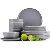 Konsimo Essservice Tafelservice VICTO Geschirrset Speiseteller Dessertteller Schale 6 Personen (18-tlg.), Grau, Keramik, Loft, 20/27/14.5cm