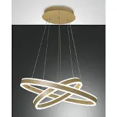 FABAS LUCE Palau LED-Pendelleuchte 108W 3000K dimmbar Ø60 und Ø40 cm Mattgold - Zwei Metall- und Methacrylatringe