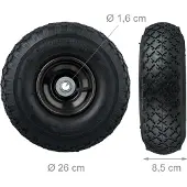 Relaxdays Sackkarrenrad 3.00-4, 2er Set, luftbereiftes Komplettrad mit Stahlfelge, für 16 mm Achse, 100 kg, schwarz