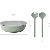 Mepal Schale "Servierschale mit Deckel & Salatbesteck Silueta 4000 ml", schwarz (nordic schwarz), L:30,1cm, Schüsseln, Schale