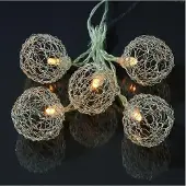 Hellum LED Lichterkette Strom, 20 LED, Metallbälle silber, Trafo innen 576559